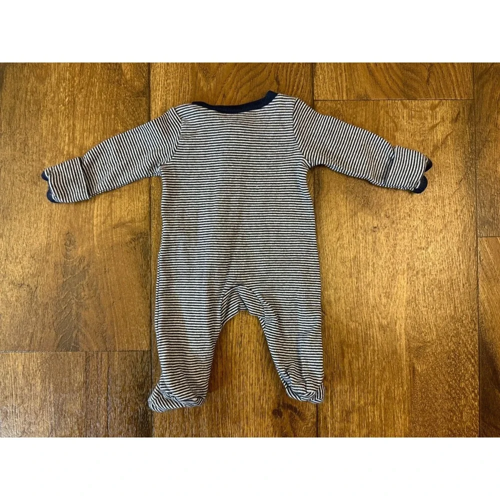 Carters‎ Preemie Baby Boy Sleeper Striped Zipper Navy Blue Outfit Romper Cotton